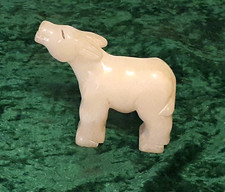 Vintage 1960s White Alabaster Burro or Mule Figurine - Made In Mexico - VG+