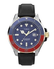 TIMEX - Harborside Coast Automatic Blue Dial Black Leather Men's Watch TWH6Z4310