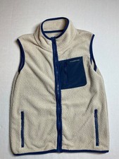 VINYARD VINES Boys fleece sherpa vest beige navy M 12 14
