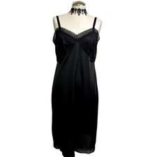 Vintage 90s Elegant Satin Semi Sheer Vampire Slip Dress Gothic Whimsigoth Large