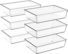Desk Drawer Organiser, 6 Pack Large Kitchen Acrylic Drawer Organiser Set, Fridge