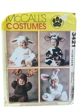 McCALL'S 3421 Toddlers Animal Costume Lamb Bunny Cow Moose 1/2-4 UNCUT FF