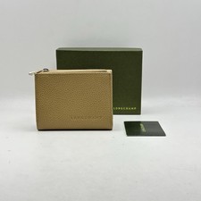 Longchamp La Foulonne Compact Tri Fold Wallet Leather Biscuit Pre-Owned