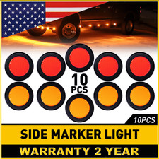 10x Marker Lights LED Truck Trailer Round Side Bullet Lamps Amber Red Waterproof