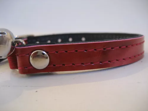 leather red pearl patent cat collar image 7
