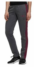 Women's adidas Essential 3-Stripe Fleece Workout Pants, Color: GRAY, Size: SMAL