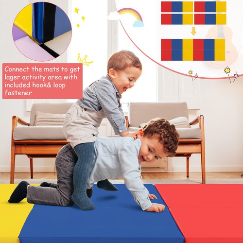 6 ft x 2 ft Portable Gymnastics Tumbling Mat Tri-Fold Folding Exercise Mat Yoga - Picture 4 of 8