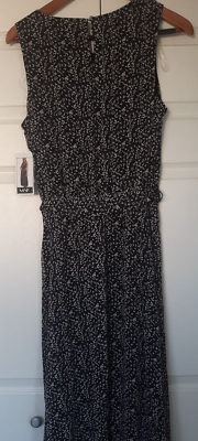 MSK Chiffon Floral Midi Dress Blk/White size 10