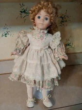 Vintage Porcelain Doll 16in Tall Made In Taiwan w/Stand
