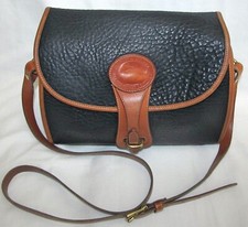 Dooney Bourke Vintage Black Essex Saddle Leather Medium Crossbody Shoulder Bag