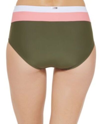 DKNY Olive Green Colorblocked High-Waist Bikini Swim Bottom Swimsuit Medium - Picture 3 of 6