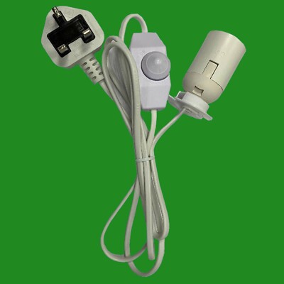 ES E27 weiß UK Stecker Glühbirne Halter Inline Dimmer Schalter Schreibtisch Tisch Salz Lampe