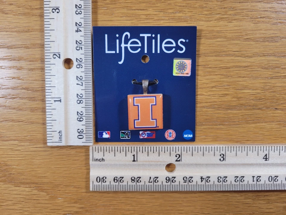 Illinois Fighting Illini Colgante Naranja Azul Collar de Madera Dije LifeTiles NUEVO Foto 2 de 4