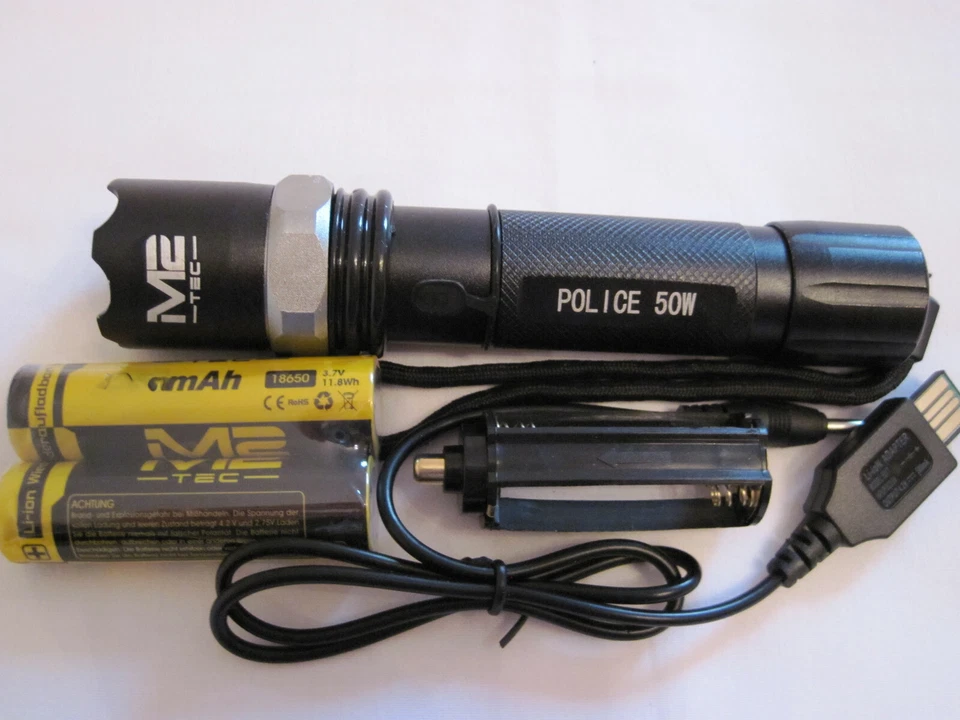 4 uds. Linterna Swat LED Cree + 8 baterías + cable de carga USB Zoom Light NUEVO - Imagen 3 de 4