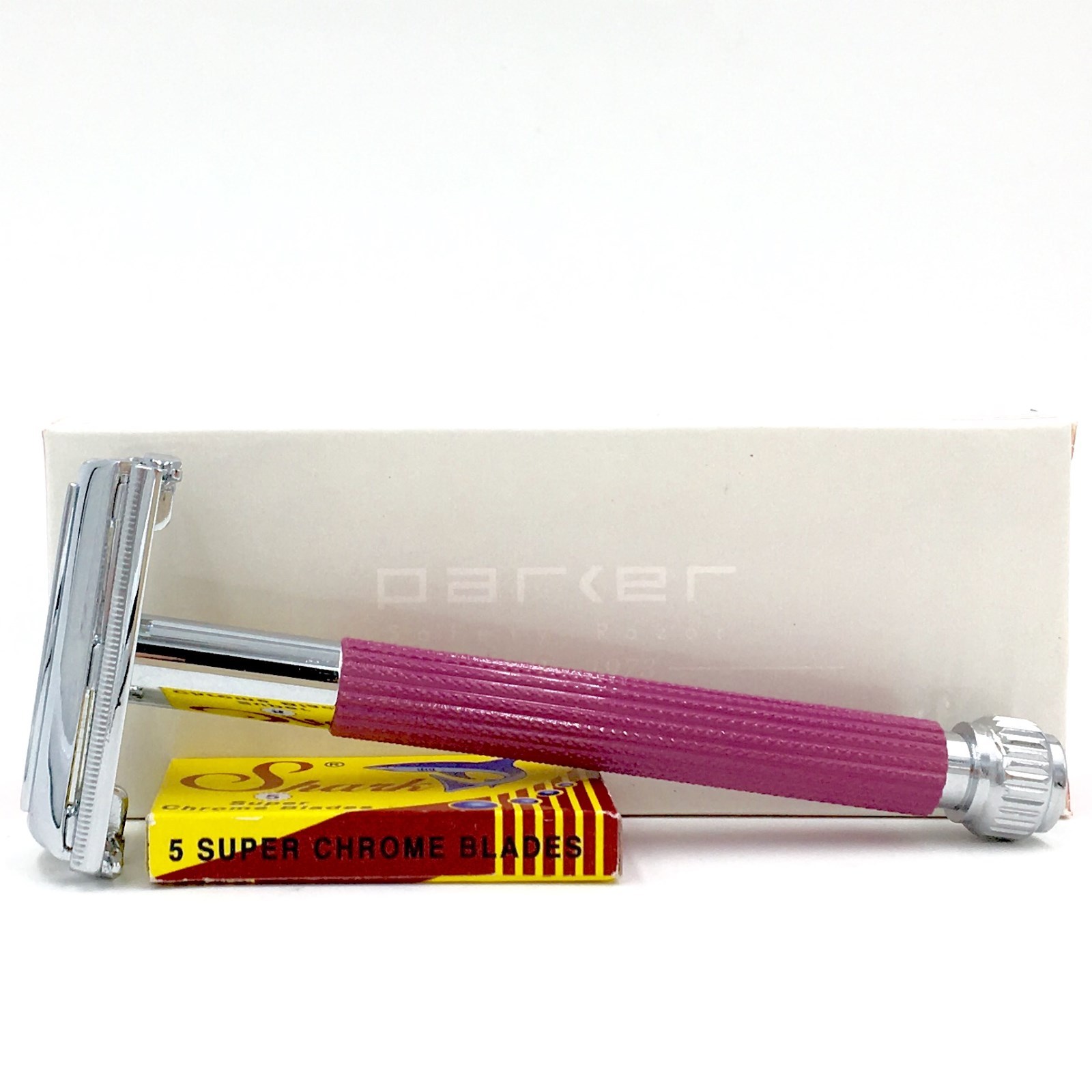 Parker 29L Lavender Women's Safety Razor & 5 Double Edge Blades  Butterfly Open 