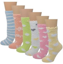 6 Pairs Non-slip Hospital Socks Cozy Fuzzy Slipper Grip Socks