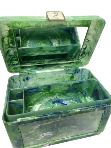 Vintage Caboodles Color Collisions Green Marble Tote Organizer #5604 USA - Picture 13 of 13