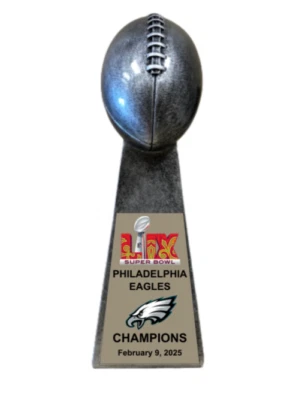 SPEEDY AWARDS PHILADELPHIA EAGLES 2024 SUPER BOWL 59 CHAMPS LOMBARDI STYLE TROPHY 10.25"