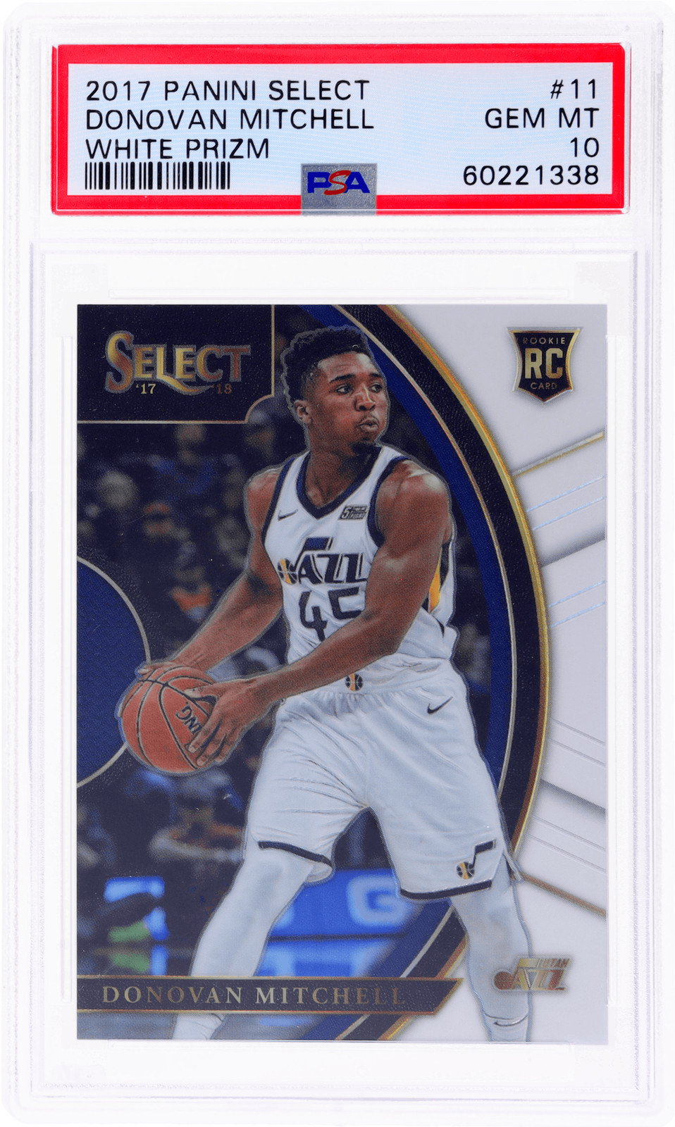 2017 Panini Select Donovan Mitchell Concourse White Prizm /149 PSA 10 Rookie RC