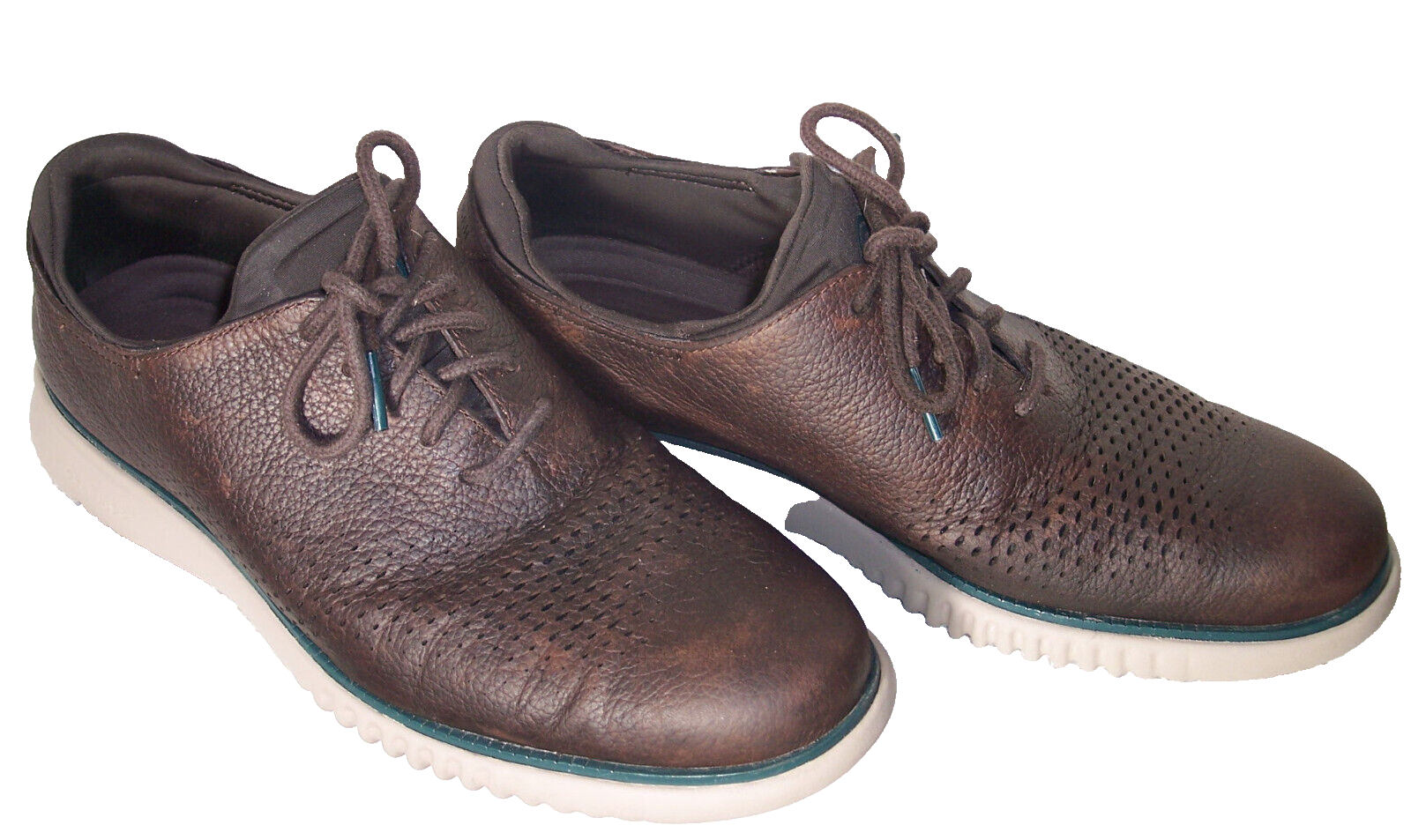 SAOLA Oxford punta alare laser foderata laser Cole Haan 2° Zerogrand taglia 8 5M marrone