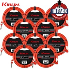 10-PACK Kirlin LGI-202 10 FT 1/4" Straight - Right Angle Guitar Instrument Cable