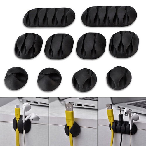 10Pcs Cable Drop Clip Desk Wire Tidy Organiser Cord Lead USB Charge Holder Fixer