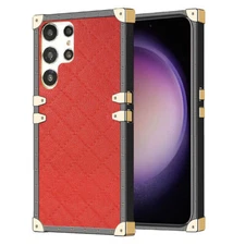 Luxury Grid Leather Phone Case For Samsung iPhone OPPO Xiaomi Huawei LG Google