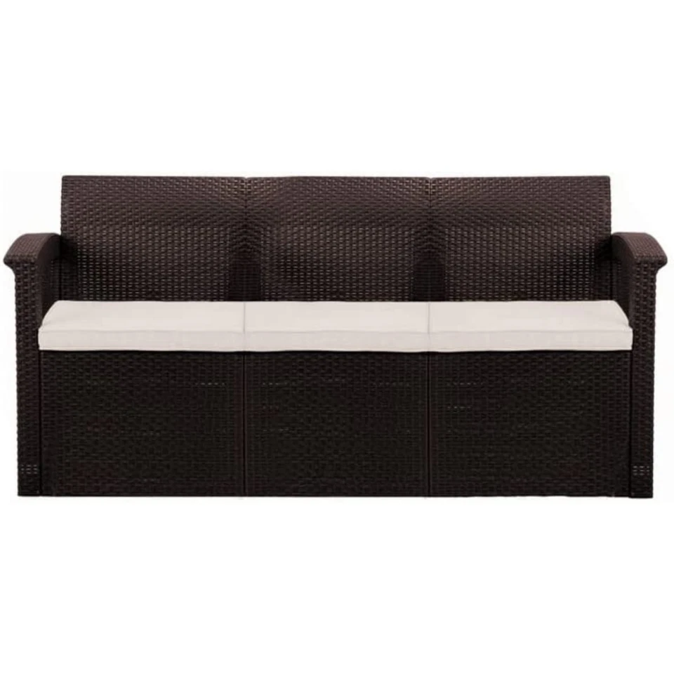 TRUESHOPPING 3-Seater Rattan Sofa with Cushions - Weather Resistant, Easy Clean & Fade Free