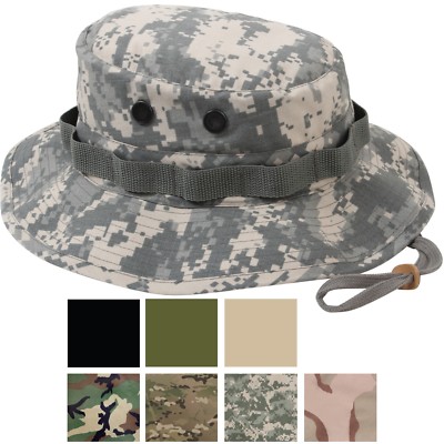 Lightweight Rip-Stop Boonie Hat Wide Brim Camo Tactical Sun Bush Bucket Cap