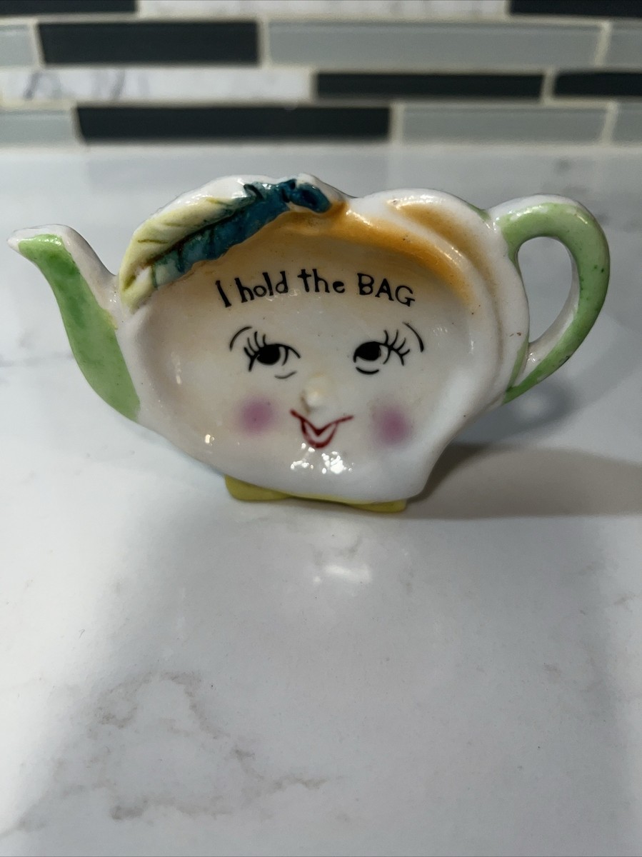 Vintage Anthropomorphic Teabag Tea Bag Holder I Will Hold The Bag
