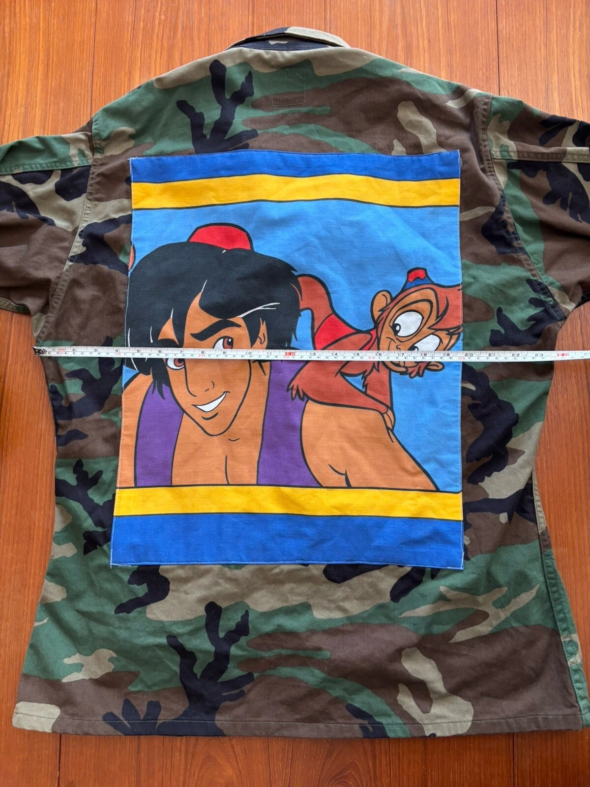 Men’s Camouflage Disney Aladdin Custom Jacket Size Large Regular Army Abu Monkey image 6