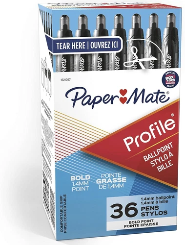 Paper Mate Profile Retractable Ballpoint Pens, 36 Count (Pack of 1), Black 