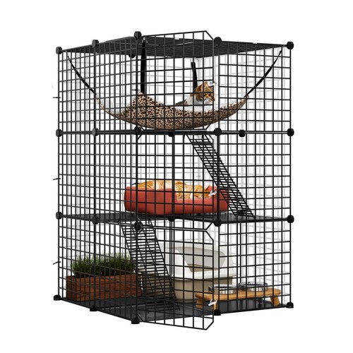 28"x41" Kaninchenstall Katzenkäfig Katze Catios Welpen Haustierkäfig kostenlose Hängematte 3 Ebenen - Bild 9 von 9