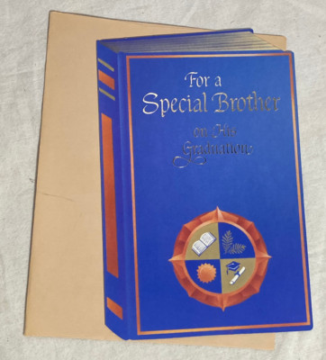 Vntg american Greetings for a Brother on his Graduation book blue Greeting Card