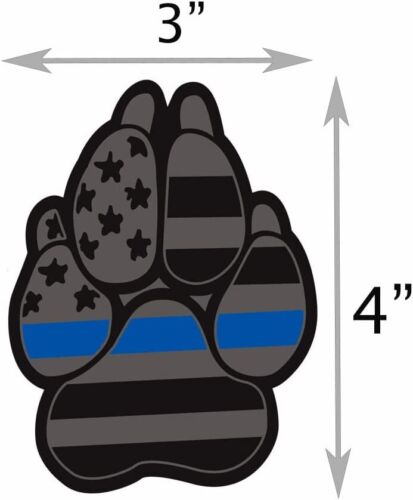Calamita Bandiera Americana Cane Zampa K9 Auto Emblema (3"x4", Nero con Linea Blu) 2pz - Foto 2 di 5