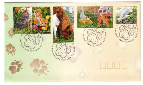 1996 FDC. Australia. Pets. "Paw print" PictPMK. "CANBERRA"