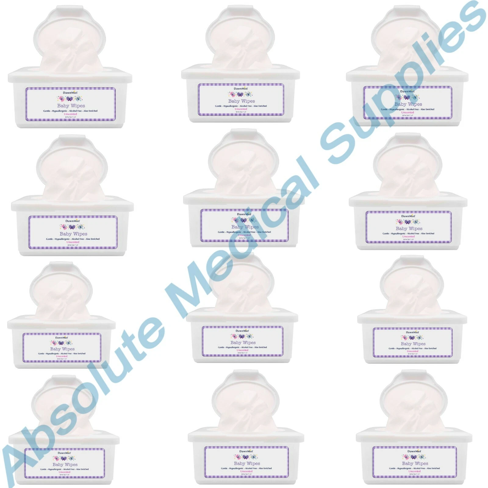 *960-Wipes* Dukal DawnMist Baby 7" x 8" in Hard Tub Dispenser BWU4340