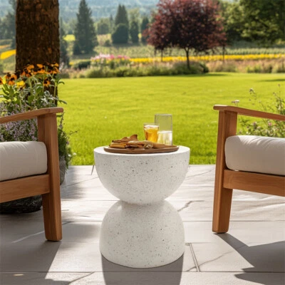 Modern Lightweight Concrete Accent Side Table Unique Furniture Holds on 100kg - Image 1 of 4
