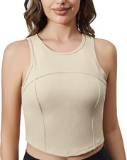 Womens Tank Top with Built-in Bra Sleeveless Casual size XL