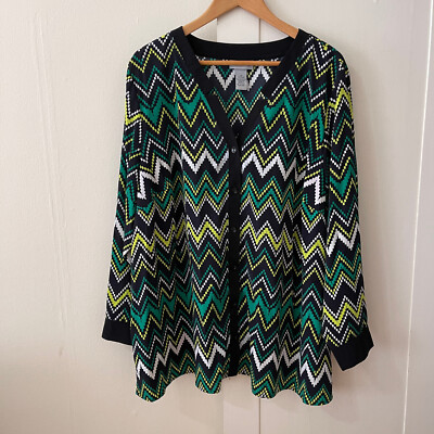 Catherines 2X Shirt Top Long Sleeve Chevron Button Down