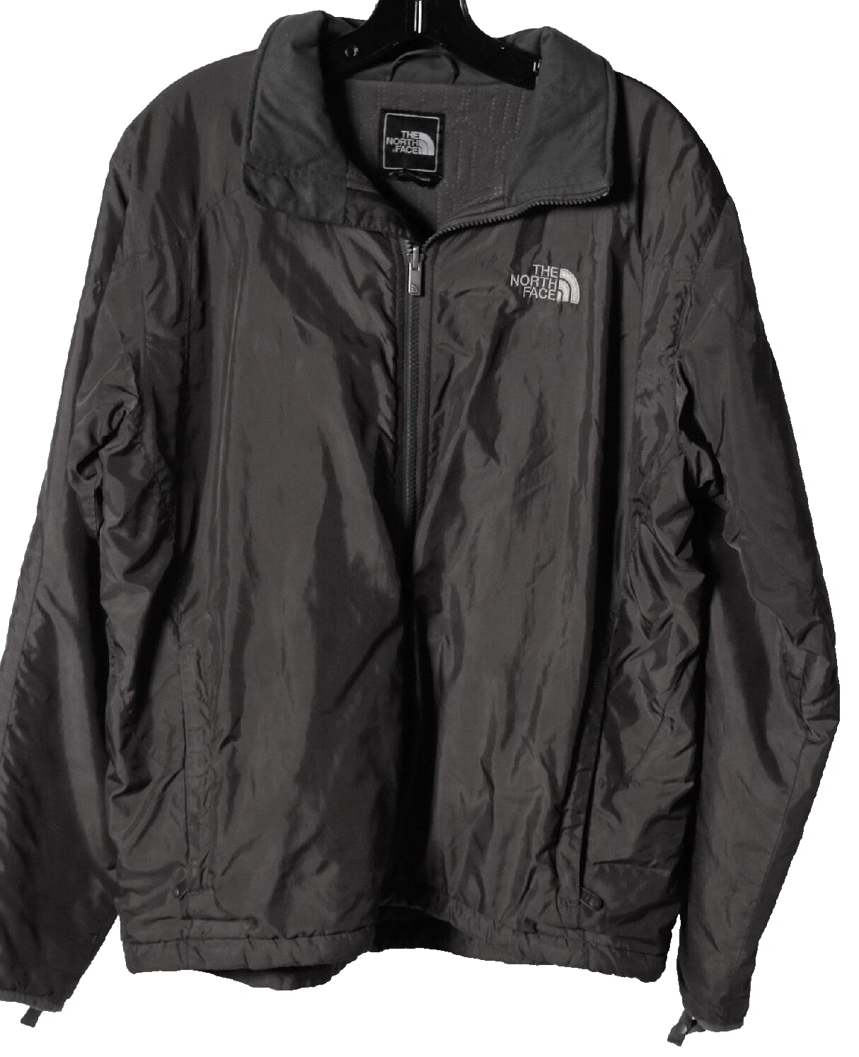 The North Face Men's Gray Quilt-Lined Soft Shell Zip-Front Coat Jacket Medium M