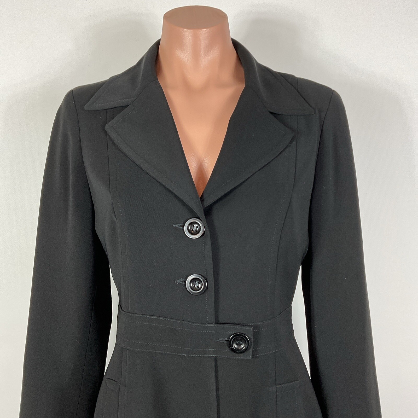 VTG Y2K Bebe 4 Longline Blazer Formal Coat Jacket Mob Wife Black USA MADE image 2