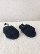 UGG Fluff Yeah Logo Toddler Slipper 8 Black Slingback Slide Casual Comfort Shoes
