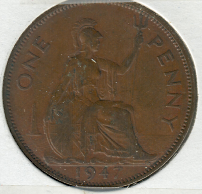 Great Britain - 1947 1 Penny - George VI (with 'IND:IMP') - #01