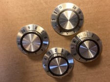 4 New Black  Silver Numbered 1.5" Knobs 1/4" shaft SHORT for Guitar Amp Qty 