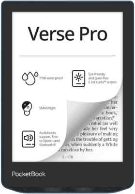PocketBook Verse Pro Azure 1072x1448 6'' E Ink 16GB 1500 mAh Wi-Fi Bluetooth