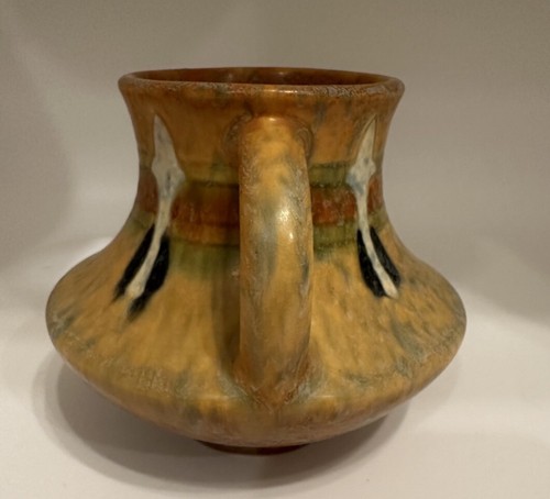 Roseville Monticello #555-4 Brown 4 Inch Handled Vase 1931 - Picture 4 of 8