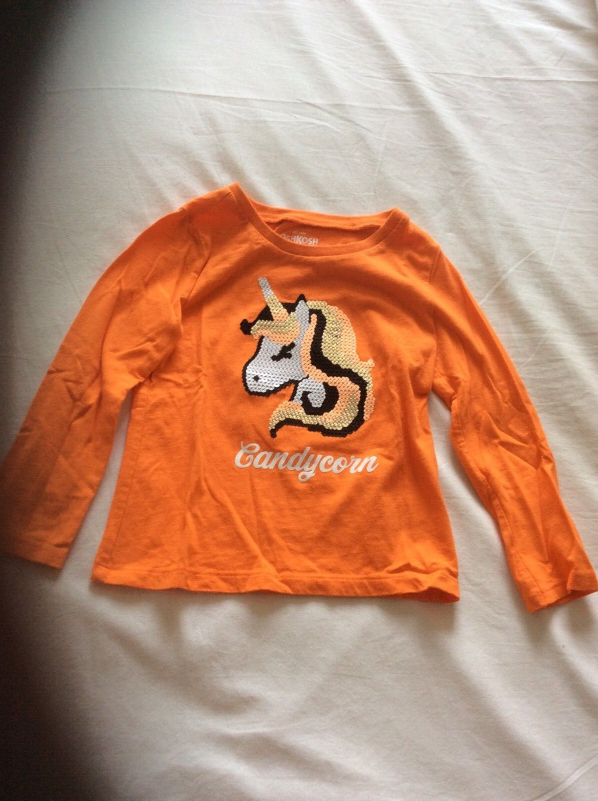 T-Shirt OshKosh B’gosh orange Pailletten Einhorn Halloween Alter 2T
