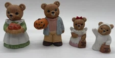 Vintage Halloween Ceramic Teddy Bear Family Trick or Treating set of 4 / Homeco 
