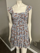 Stilletto’s Floral Ruffle Lined Cinch Bohemian Short Fit Flare NWT Dress Medium